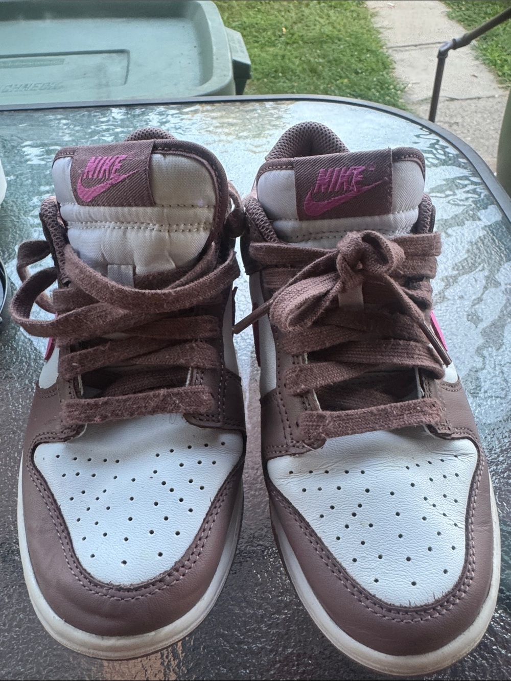 Nike Kids Brown, White & Pink High-Top Sneakers